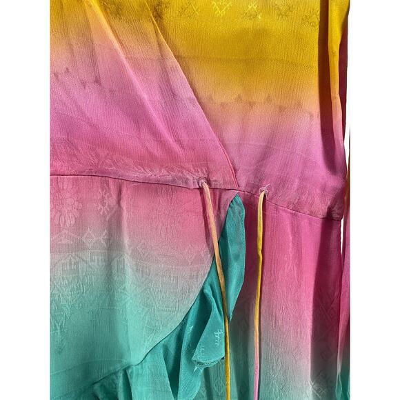 Rococo Sand Ombre Multicolor Wrap Mini Dress Size Small - Picture 10 of 13